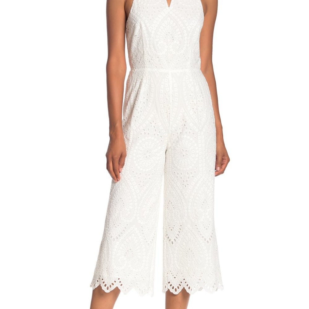 Trina Turk Flame Embroidered Eyelet Jumpsuit NWT